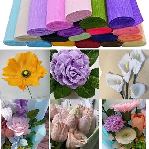 لفات ورق الكريب 10 ألوان من Lmlliang - 250 × 25 سم، من أجل ورق تغليف الهدايا DIY والحرف اليدوية وأعياد الميلاد وحفلات الزفاف والزهور الورقية (ألوان مختلطة) in Saudi Arabia