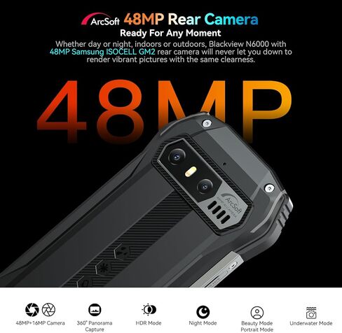 Blackview N6000 Rugged Smartphone 2023, 4.3-inch Small Android 13 Phone, 16GB 256GB Octa-core MTK Helio G99 6nm, 48MP + 16MP Camera, Dual SIM 4G, QHD+ Display 3880mAh 18W Fast Charge Rugged Phone, NFC in Saudi Arabia