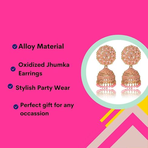 Nilu's Collection Women's Ethnic Oxidised Jhumka Party Festival Wear Alloy Jhumki Earring in Saudi Arabia