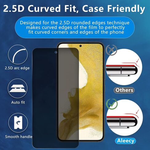 قطعتان من واقي شاشة الخصوصية لهاتف Samsung Galaxy S22 Plus، واقي شاشة من الزجاج المقوى المقاوم للتجسس بقوة 9H، فتحة دقيقة، خالية من الفقاعات، سهلة التركيب، مضادة للخدش، صديقة للحافظة in Kuwait