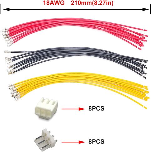 Jst VH 3.96MM 3 Pin Connector Socket Kit Total 4 Sets with 12Pcs 210MM 18AWG Pre-Crimped Cables Wire Jst-VH 3 Pin Connector in Saudi Arabia