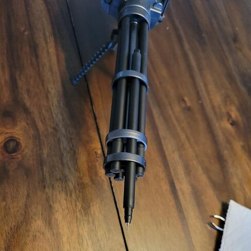 Gatling Gun Gel Pen: Unique Desk Toy, Conversation Starter & Stocking Stuffer- Rotating Barrel & 6 Black Gel Pens Included! Perfect for 2nd Amendment lover! in Saudi Arabia