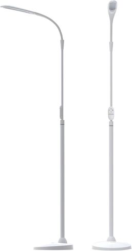 مصباح أرضي من Stella Sky Two Premium 10W LED - أسود - ضوء شمس طبيعي منخفض الرؤية قابل للتعديل وقابل للتعديل - إضاءة الضمور البقعي الساطع - هواية، حرفية، خياطة، فنان، قراءة، مكتب in Saudi Arabia