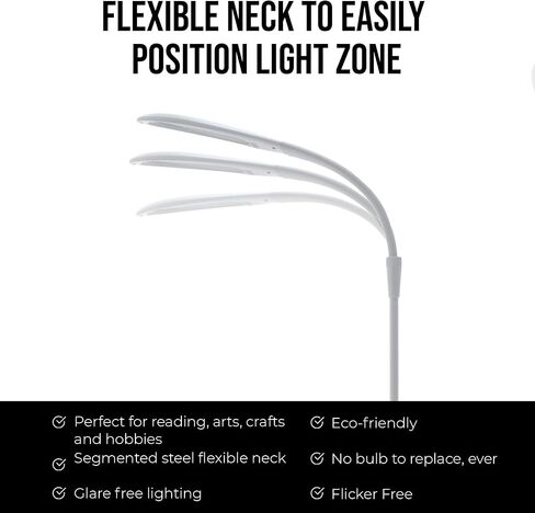 مصباح أرضي من Stella Sky Two Premium 10W LED - أسود - ضوء شمس طبيعي منخفض الرؤية قابل للتعديل وقابل للتعديل - إضاءة الضمور البقعي الساطع - هواية، حرفية، خياطة، فنان، قراءة، مكتب in Saudi Arabia