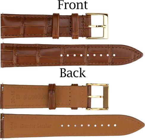 Leather Watch Band Quick Release Watch Straps, Leather Bands Alligator Embossed for Man Women 16mm, 18mm, 20mm, 21mm, 22mm, 24mm (20mm in Cognac/Gold Buckle) in Saudi Arabia