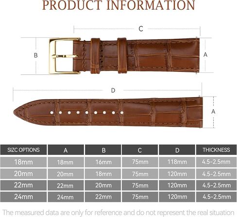Leather Watch Band Quick Release Watch Straps, Leather Bands Alligator Embossed for Man Women 16mm, 18mm, 20mm, 21mm, 22mm, 24mm (20mm in Cognac/Gold Buckle) in Saudi Arabia
