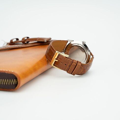 Leather Watch Band Quick Release Watch Straps, Leather Bands Alligator Embossed for Man Women 16mm, 18mm, 20mm, 21mm, 22mm, 24mm (20mm in Cognac/Gold Buckle) in Saudi Arabia