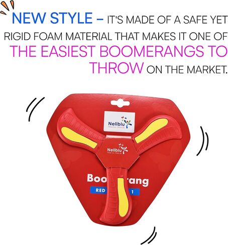 Amazaque Soft Boomerang For Kids And Adults - Foam Boomerang Toy, Boomerang Returning Cross and Throwing Stick Circle - Game for Beach Pool Games - Safe Play & Soft Impact Indoors or Outdoors for Kids in Saudi Arabia