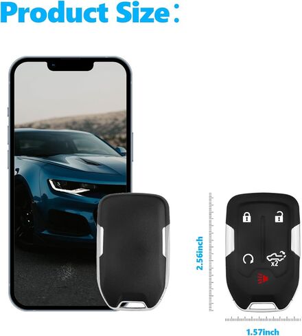 لغطاء غطاء مفتاح GMC Key Fob، غطاء حماية كامل من مادة TPU يناسب 2022 2021 2020 2019 Chevy Silverado، GMC Sierra 1500 2500HD 3500HD، غطاء مفتاح دخول بدون مفتاح، 5 زجاجات (أسود) in Kuwait