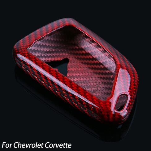 PACEWALKER Carbon Fiber for Chevrolet Corvette C8 Key Fob Case Cover 2020 2021 2022 Keyless Entry Shell Trim (Red) in Kuwait