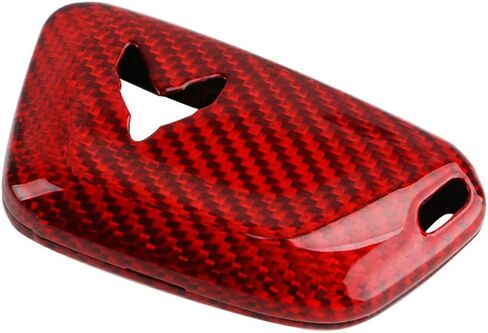 PACEWALKER Carbon Fiber for Chevrolet Corvette C8 Key Fob Case Cover 2020 2021 2022 Keyless Entry Shell Trim (Red) in Kuwait