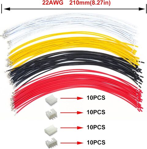 مجموعة موصلات Jst PH 3 Pin 4 Pin إجمالي 40 قطعة من موصلات Jst و40 قطعة مقابس مع إجمالي 100 قطعة 22AWG 210 مم كابلات أسلاك Jst-ph2.0MM 3pin 4pin in Saudi Arabia