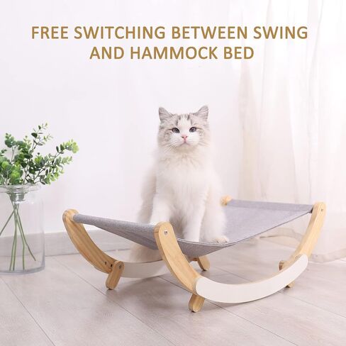 Cat Hammock, Pet Bed, Solid Wood Fancy Swing Chair, 2 in 1 Chair and Hammocks, Cat Furniture Gift for Your Small to Medium Size Cat and Dog in Saudi Arabia