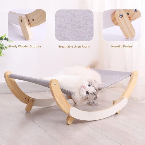 Cat Hammock, Pet Bed, Solid Wood Fancy Swing Chair, 2 in 1 Chair and Hammocks, Cat Furniture Gift for Your Small to Medium Size Cat and Dog in Saudi Arabia