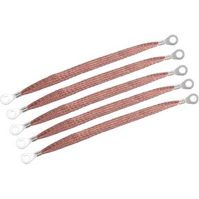 X AUTOHAUX Universal Tinned Copper Engine Ground Strap Wire 7.87"x 8mm Rings Terminal for Car 5 Pcs