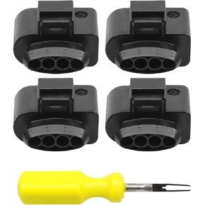 Ignition Coil Connector Repair Kit with 4PCS Harness Plug and 1PCS 0.3CM Space Take-up Tool Fit for VW Passat Phaeton Polo SKODA Octavia Rapid Superb Yeti AUDI A1-A8 Q7 TT Replace 4B0973724