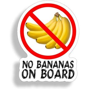 2 pcs No Bananas On Board Sticker Funny Laptop Boat Car Window Bumper Graphic, 4 inches - Funny Car Bumper Sticker Decal