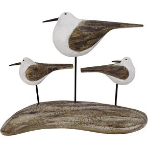 K KILIPES Wood Seabird Statue Beach Table Decor, 5.12" H Rustic Wooden Sea Bird Figurine Sculpture Seagull Statue Nautical Coastal Home Decor for Living Room Office Bedroom Desktop Decoration
