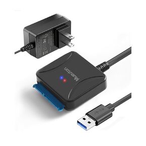 SATA to USB Adapter, USB 3.0 to SATA III Hard Drive Adapter, SATA to USB, Hard Drive Reader for 2.5/3.5 inch HDD SSD UASP with 12V/2A Power Adapter