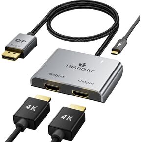 DisplayPort to Dual HDMI Adapter (4K@60Hz) DP to HDMI Splitter for Dual Monitors Extended Display MST Display Port to HDMI 1 in 2 Out Hub for PC, Graphics Card