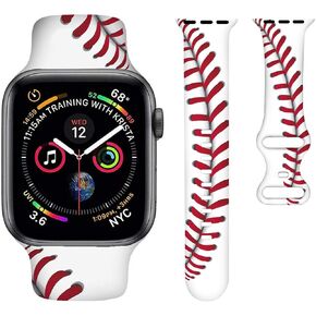 Ball Game Watch Band Smartwatch Bands Compatible with Watch 38mm/40mm/42mm/44mm Soft Silicone Strap Replacement for Series 7/6/5/4/3/2/1/SE