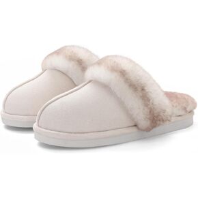 Womens Slipper Fuzzy Fluffy House Slippers Faux Fur Cozy Warm Soft Indoor Shoes Memory Foam Anti-skid Rubber Sole