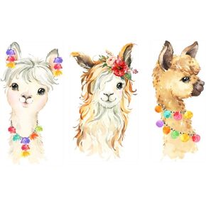 15.7" H Large Llama Wall Decals Peel and Stick for Girls Bedroom Baby Nursery Kids Classroom Decor,Fashion Llama Wall Stickers Mural, Llama Decor Nursery for Baby Girl,Llama Prints Wall Art