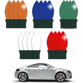 Reflective Light Bulb Magnet Decorations, 20 Pack - Christmas Car Magnets to Decorate Your Car, Home & Any Metal Surface - Reusable Holiday Magnets for Indoor/Outdoor Use - Assorted Colors
