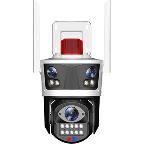 APP 6MP Triple Lens Camera WiFi 2.4Ghz 5Ghz Pan/Tilt/Zoom Auto Tracking Human Detection Color Night Outdoor Security IP65 Waterproof 24/7 Recording (C30CN)