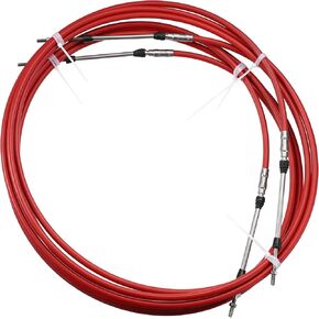 Motoforti Universal Marine Boat Throttle Shift Control Cable, 4M/13FT, Stainless Steel Rubber, Red, 2 Pc