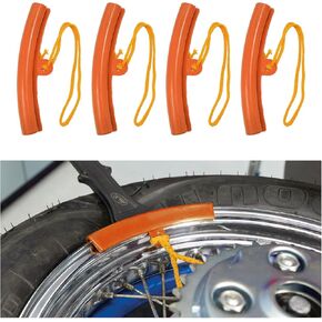 4 PCS Car Tire Changing Rim Protector, Auto Wheel Changing Rim Protector, Fixing Tyre Rim Changer Guard, Tire Changing Edge Savers Tool for Most Cars Motorcycles SUVs (Red, 15cm)