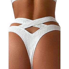 OYOANGLE Women's Criss Cross Cut Out Bikini Bottom High Waist Bathing Suit Underwear in Saudi Arabia