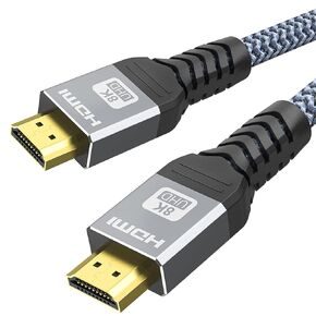 YOJOCK 8K HDMI 2.1 Cable 6.6FT/2M, 8K@60Hz/4K@120Hz High Speed 48Gbps Long HDMI Cable, DTS:X, HDCP 2.2 & 2.3, HDR 10 Compatible with PS5/PS4/HDTV/Blu-ray, Ethernet, 3D, Audio Return(ARC) (6.6FT)