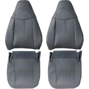 Front Both Sides Bottom & Back Replacement Seat Covers Dark Gray Microfiber Leather Compatible with Chevy Express GMC Savana Van 2003-2014