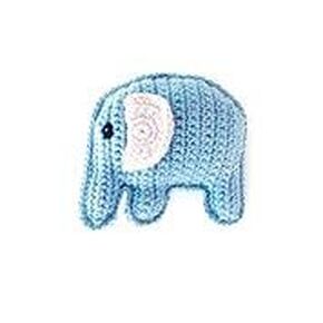 Pebble 200-151 Organic Elephant Rattle, 4-inch Length, Cotton Yarn, Blue