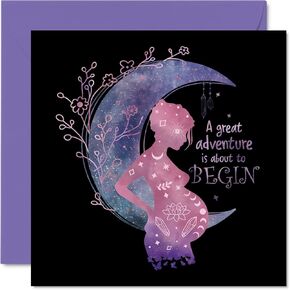 New Baby Card Unisex - Great Adventure - Pregnancy Baby On The Way Cards, Expecting A Baby, Congrats New Mom Cards, 5.7 x 5.7 Inch Baby Greeting Cards for Future Mother Father Parents