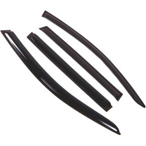 Tuningpros Window Visor Compatible with 2004-2007 Volkswagen Touareg, DGWV2-480 Outside Mount Deflector Rain Guard Dark Smoke, 4 Pcs Set