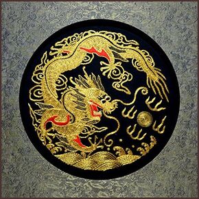 Grace Art, Large Asian Silk Embroidery Art Wall Hanging, Dragon & Phoenix