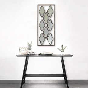 All American Collection New Modern Chic Aluminum/Metal Wall Decor Frame 12inx36in (Aqua/Grey/Beige Circles),Living Room