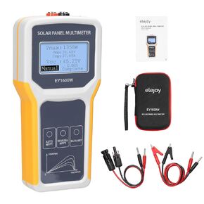 Solar DC/AC Power Meter Solar Panel Tester 1600W Photovoltaic Panel Multimeter MPPT Open Circuit Voltage Test Device Maximum Power Point Voltage Current Power Test Meter LCD Display with Backl