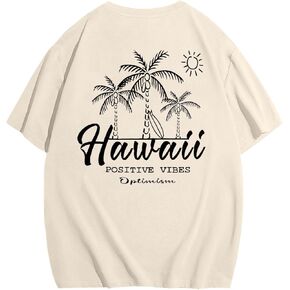 Graphic Tees Men Vintage Beach T Shirts Vacation Positive Vibes Printed Shirt Cotton Oversized Tshirts Short Sleeve