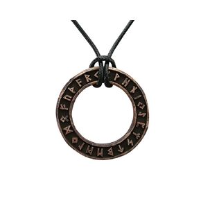 Elder Elder Futhark Runes Necklace - Talisman Rune Pendant Necklace Amulet - Viking Runes Norse Jewelry - Viking Jewelry for Men Women - Viking Gifts for Men - Brass Rune Necklace