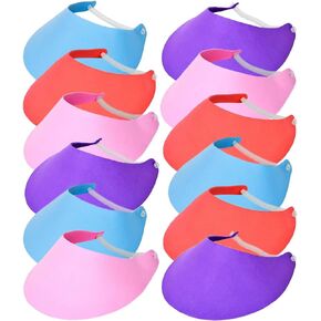 ArtCreativity Foam Sun Visors for Women, Assorted Color Set of 12, Visor for Kids Age 3+, 3 Pc of Each Color – Blue, Red, Purple & Pink, Great for Kids, Class Field & Camping Trips, Carnival Prize