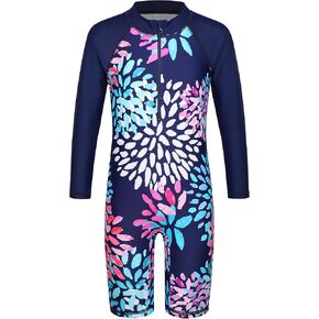 TFJH E 1PCS Long Sleeve Girls Bathing Suits Rashguard Swimsuits UV 50+ Beachwear 469 Daisy Navy Long 152/158