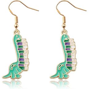 CENWA Dinosaur Reading Earrings Dino Earrings Bookworm Dino Delight Earrings Books Dangle Earring Gift For Book Lover
