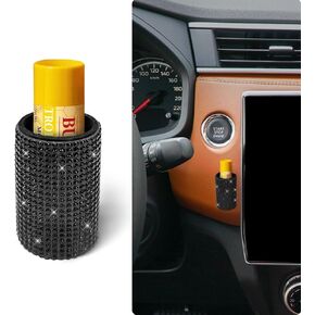 1 Pack Upright Car Chapstick Holder, Bling Insulating Lip Balm Holder,Rhinestone Car Accessories for Women Interior,Suitable for Most Vehicles.(Pink)