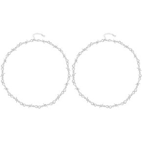 Dcfywl731 2 قطعة قلادة الأسلاك الشائكة نمط الشرير الشوك سلسلة للرجال النساء الهيب هوب شوكة المختنق روك مجوهرات هدية لصبي فتاة in Kuwait