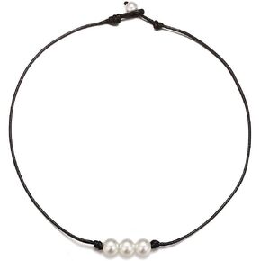 عقد من اللؤلؤ مصنوع يدويًا من الجلد وقلادة من اللؤلؤ بوهو من اللؤلؤ والمجوهرات للنساء in Kuwait