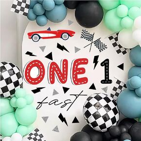Baby Boy Party Decal Sign First One Birthday Party Decoration Baby Shower Backdrop Stickers for Arch Decor Gender Reveal Stickers for Balloon Arch Baby Boy Racing Car Birthday Party Supplies
