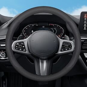 Car Steering Wheel Cover for Jeep Wrangler JL JK Grand Cherokee Gladiator Cherokee Renegade Compass Patriot Commander Liberty 4XE JKU Sport S TJ XJ Accessories, 2024 Leather - Black